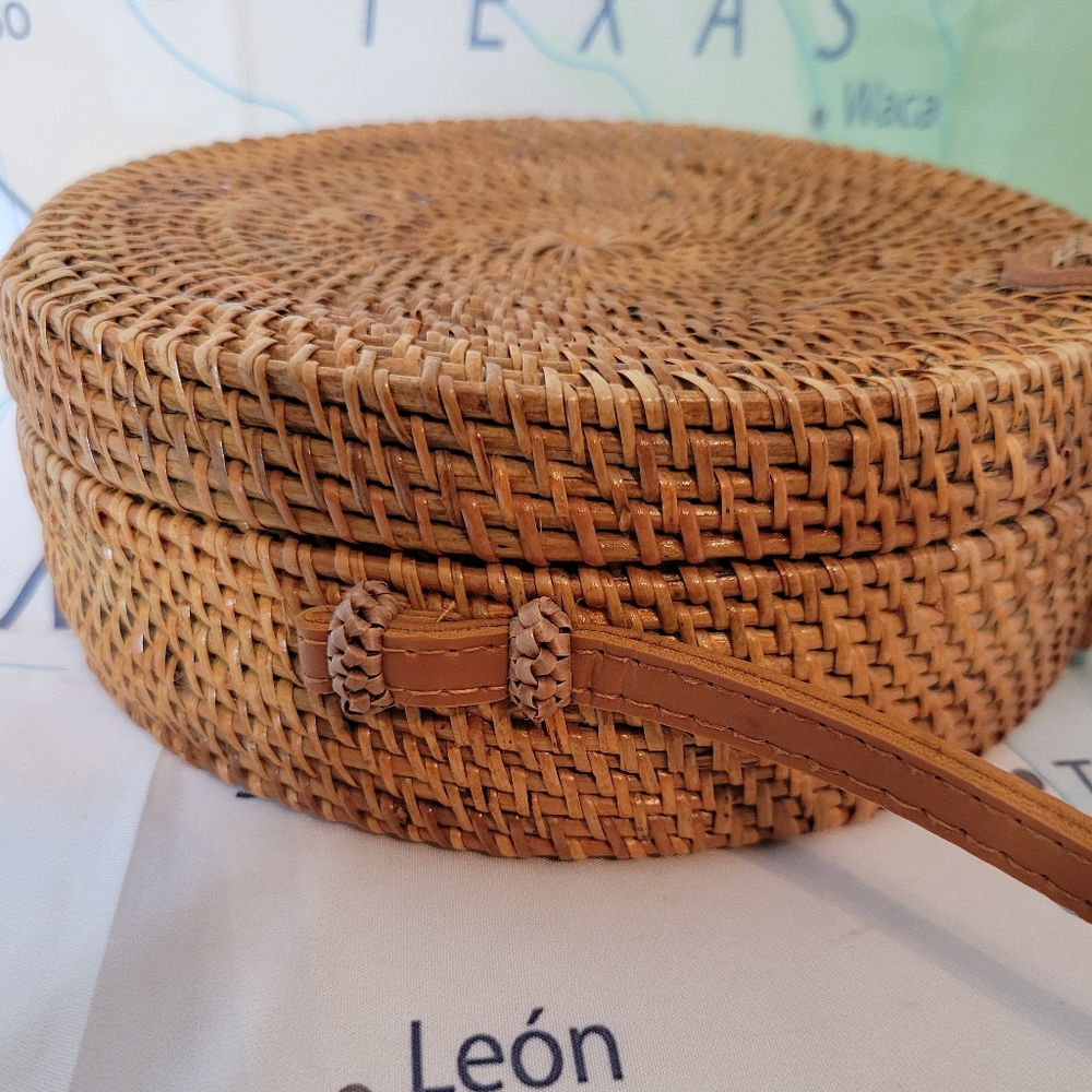 Vintage Round Woven Bag Purse Crossbody - Picture 4 of 10
